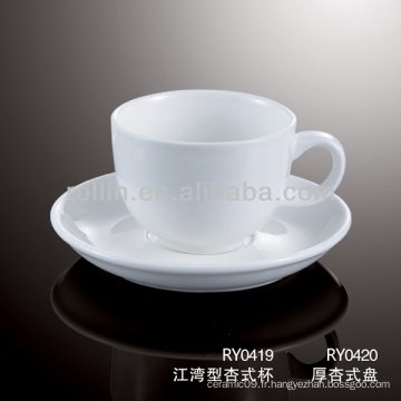 Vente en gros d&#39;hôtel et de restaurant en porcelaine blanche, tasse à thé, tasses à thé en porcelaine